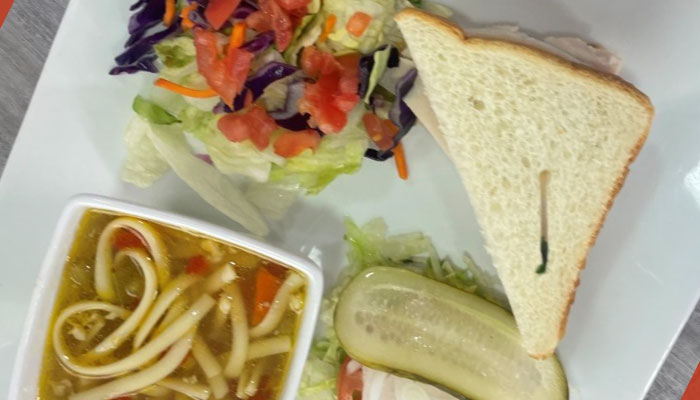 Omars Wednesday special trio soup, salad and sandwich.